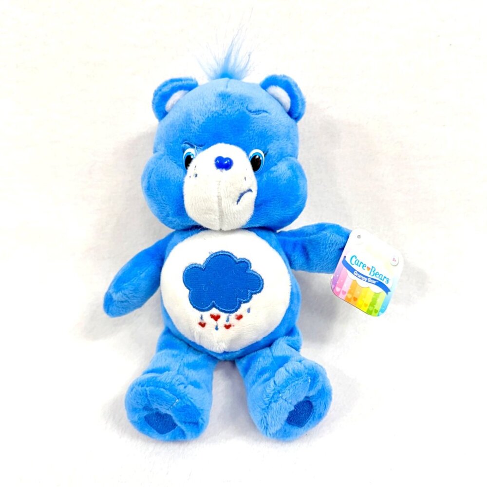 Care Bears Grumpy Bear Plush Toy 8" Blue Stuffed Animal w/Cloud Embroidery NOS